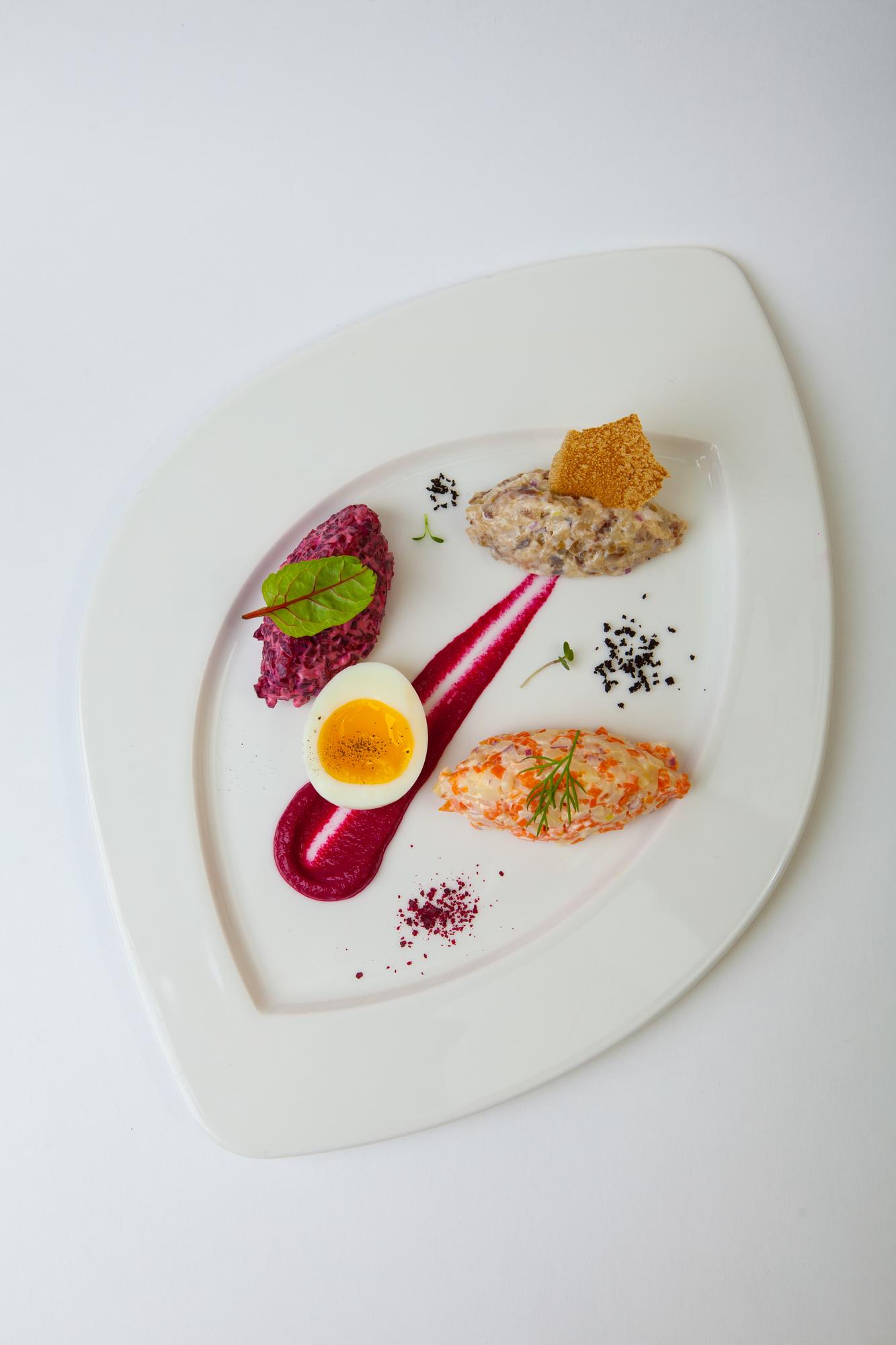Plated main course with garnish